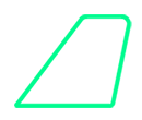 Green outlined geometric shape icon representing component aircraft tail