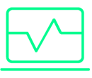 view of screen with analytics on it green line drawing