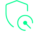 Green shield with radar showing risk mitigation, status level, or metric indicator